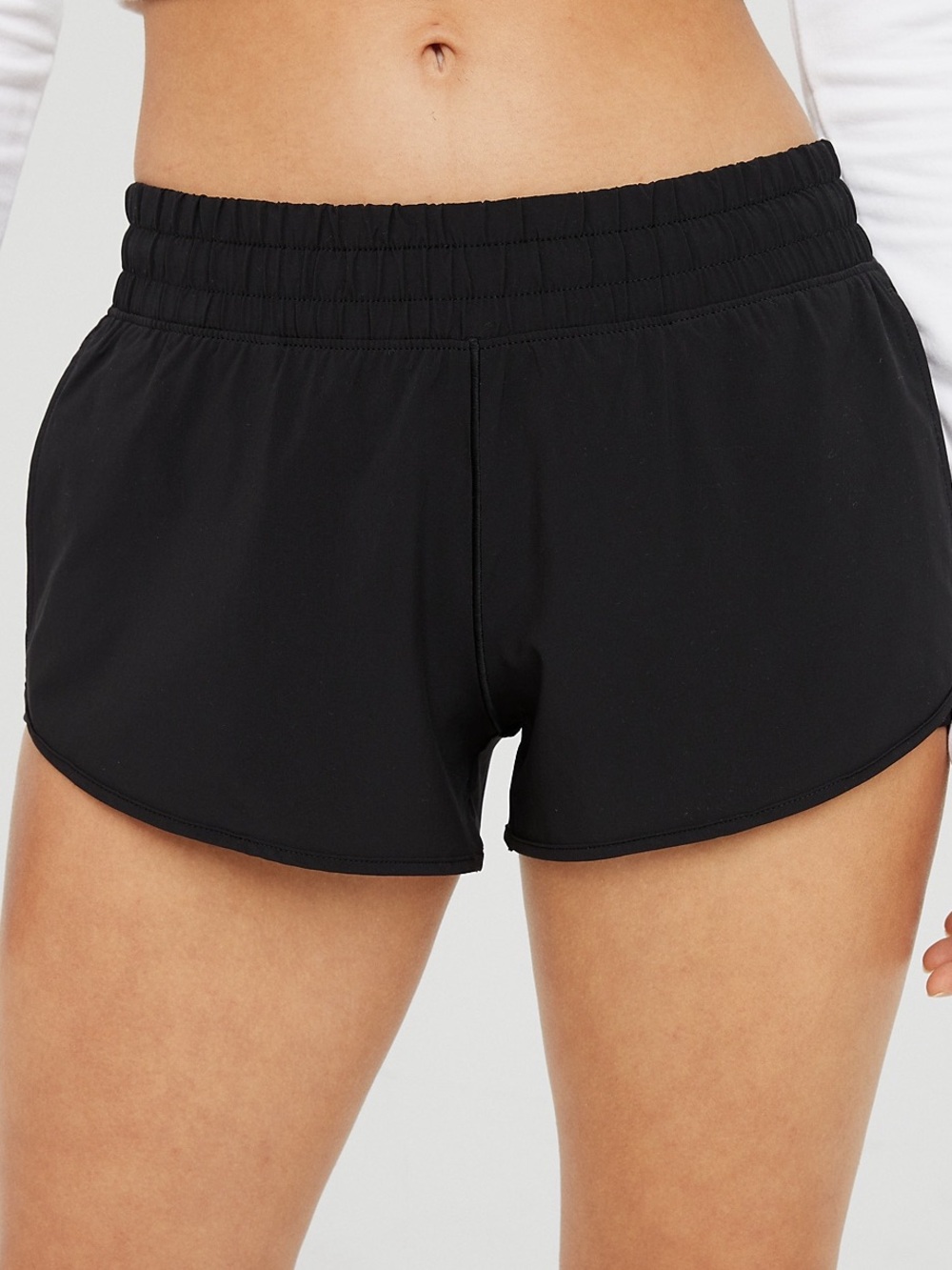 aerie Black Elastic-Waist Athletic Shorts